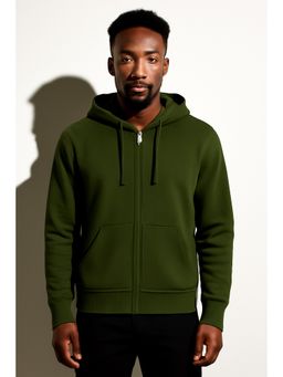Parcel Yard - Men's Olive Hooded Zipper Hoodie