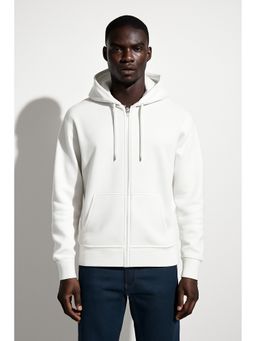 Parcel Yard - Men's White Hooded Zipper Hoodie