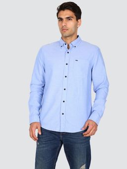 Lee - Men Solid Blue Regular Fit Shirt