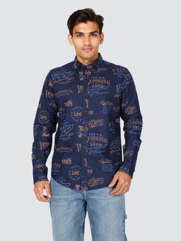 Lee - Men Printed Blue Regular Fit Shirt