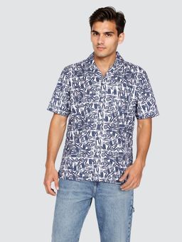 Lee - Men Printed Blue Comfort Fit Shirt