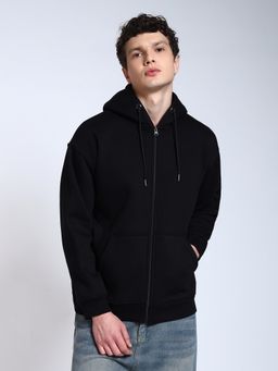 Perch - Black Solid Regular Fit Hoodie