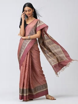 Fabindia - Silk Tussar Block Printed Sari