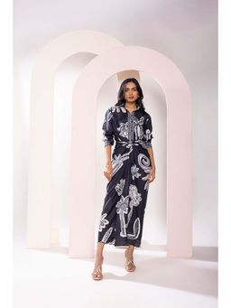 Poppi - Chalk Printed Wrapped Black Co-Ord (Set of 2)