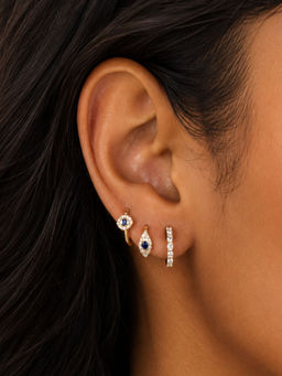 AQUASTREET - Single Ear 18K Plated Antitarnish Evil Eye Zircon Earring Set (Set of 3)