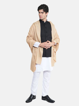 MUFFLY - Beige Men'S Fine Wool Solid Shawl