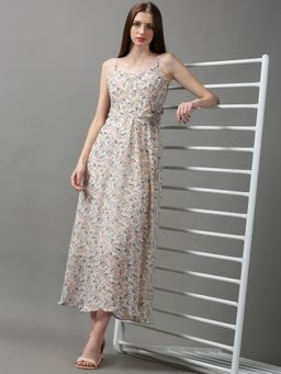 SHOWOFF - Womens Sweetheart Neck Floral Cream Maxi Dress