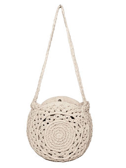 Astrid - White Macrame Round Crossbody Sling Bag