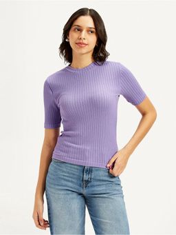 Levi's - Purple Nylon Crew Neck Half Sleeves T-Shirt