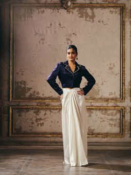 Masumi Mewawalla - White Skirt with Jacket (Set of 2)