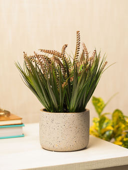 Voncasa - Grey Pot with Brown & Green Plant Polyester