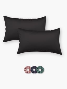 SEEVO - Black Satin Pillow Covers - 17 x 27 Inches (Set of 2) (Free Size)