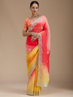 Koskii - Multi-Color Gotapatti Crepe Saree With Unstitched Blouse