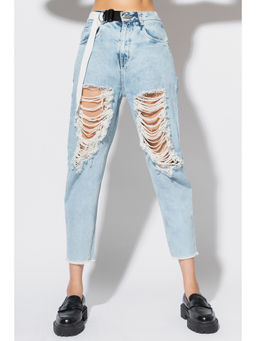 FREAKINS - Blue Belted Carrot Jeans