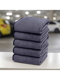 Story@Home - 500 GSM Microfiber Face Towel Grey, Solid (Pack of 5)