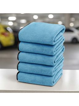 Story@Home - 500 GSM Microfiber Face Towel Sky Blue, Solid (Pack of 5)