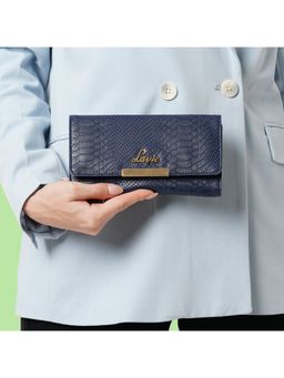 Lavie - Croco Trifiano Women's Trifold Wallet (Navy) (L)