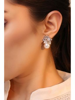 Biba - Women Grey Brass Drop Earrings