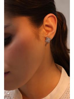Biba - Women White Brass Stud Earrings