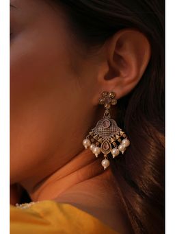 Biba - Women Light Pink Brass Drop Earrings