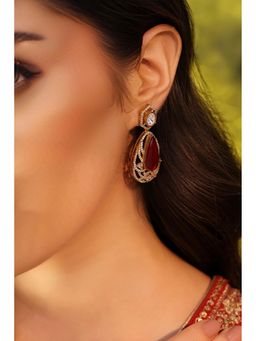 Biba - Women Red Brass Drop Earrings