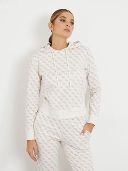 Guess - All Over 4G Logo Hooded White Sweatshirt