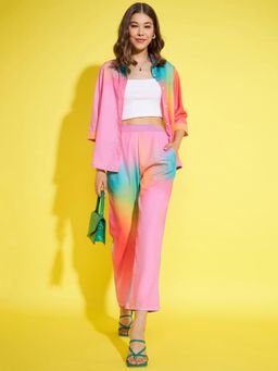 StyleStone - Womens Rainbow Printed Shirt and Trouser Co-Ord
