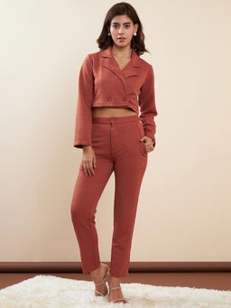 StyleStone - Womens Rust Crop Blazer Co-Ord