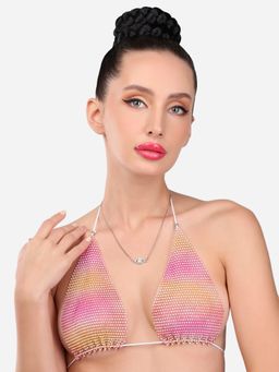 Zaveri Pearls - Turquoise Blue & White Enamel Evil Eye Pendant Chain-ZPFK14507