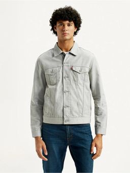 Levi's - Mens Solid Light-Grey Trucker Jacket