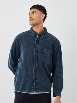 Styli - Men Button Down Long Sleeve Relaxed Denim Shirt