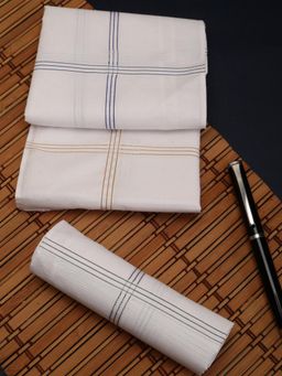 Alvaro Castagnino - Men Stripe Pure Cotton Handkerchiefs (Pack of 3)