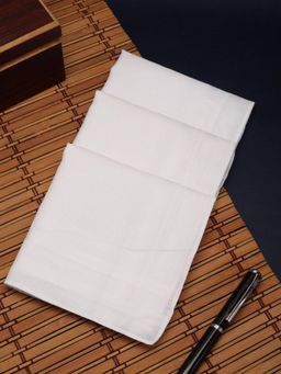 Alvaro Castagnino - Men White Pure Cotton Handkerchiefs (Pack of 3)