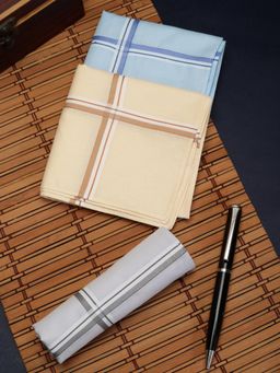 Alvaro Castagnino - Men Assorted Stripes Pure Cotton Handkerchiefs (Pack of 3)