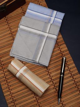 Alvaro Castagnino - Men Assorted Stripes Pure Cotton Handkerchiefs (Pack of 3)