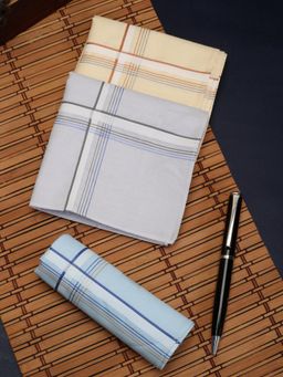 Alvaro Castagnino - Men Assorted Stripes Pure Cotton Handkerchiefs (Pack of 3)