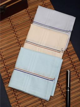 Alvaro Castagnino - Men Assorted Stripes Pure Cotton Handkerchiefs (Pack of 3)