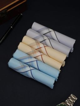 Alvaro Castagnino - Men Assorted Stripes Pure Cotton Handkerchiefs (Pack of 6)