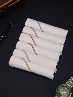 Alvaro Castagnino - Men Stripes Pure Cotton Handkerchiefs (Pack of 6)