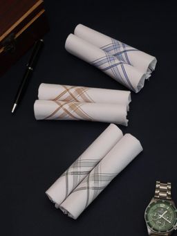 Alvaro Castagnino - Men Stripes Pure Cotton Handkerchiefs (Pack of 6)