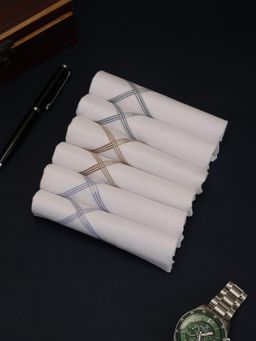Alvaro Castagnino - Men Stripes Pure Cotton Handkerchiefs (Pack of 6)