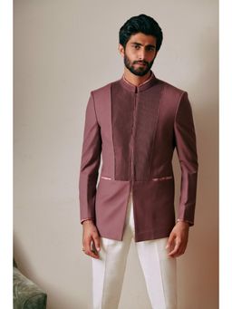 Philocaly - Jashn Slim Embroidered Wine Bandh Gala