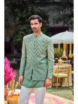 Philocaly - Anantya Set Regular Embroidered Green Bandh Gala and Kurta