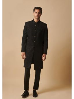 Philocaly - Bling Empire Slim Embroidered Black Achkan