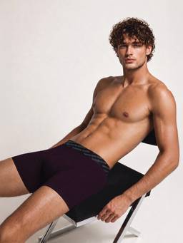 Van Heusen - Men Purple 4 Way Stretch 3D Logo Waistband Tactel Trunk
