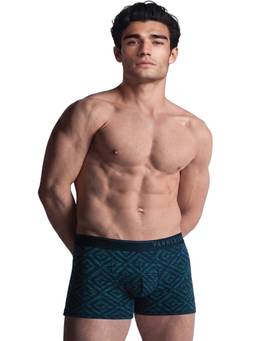 Van Heusen - Men Teal Allover Print 4 Way Stretch Body Defining Fit Trunk