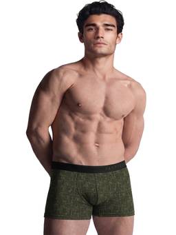 Van Heusen - Men Olive Allover Print 4 Way Stretch Body Defining Fit Trunk