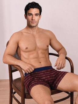 Van Heusen - Men Brown Allover Print 4 Way Stretch Body Defining Fit Trunk