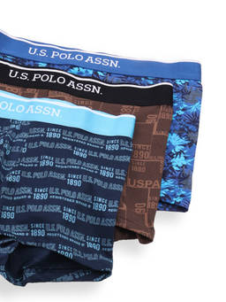 U.S. POLO ASSN. - Men Multicolor Mid Rise Printed OET24 Trunks - (Pack Of 3)