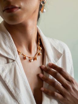 Dhwani Bansal - Asara Necklace With Gold Dipped Baroque Pearls On A Gold Plated Adjustable Chain